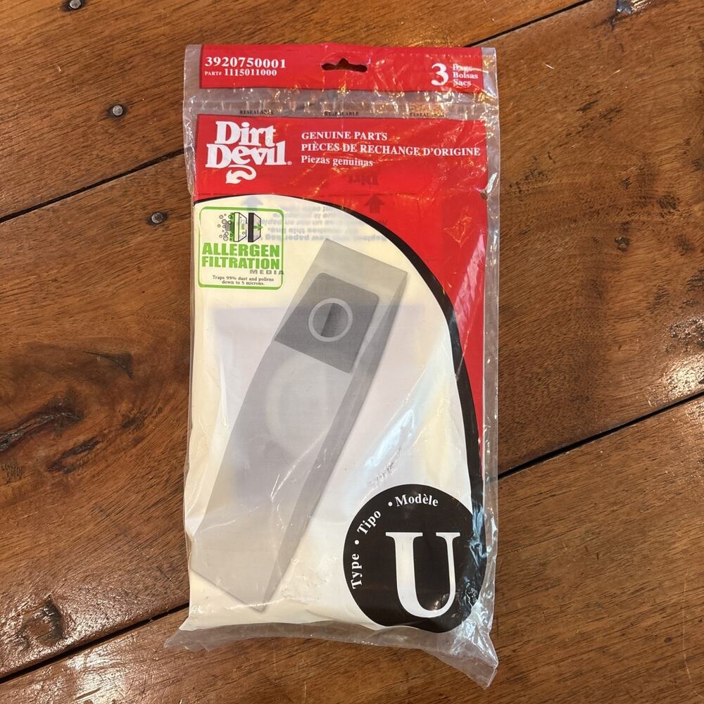 Dirt Devil Type U Microfresh Vacuum Bags (3-Pack), 3920750001 New Sealed